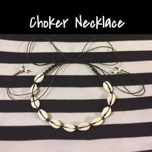 Hawaiian Cowrie Shell Choker Necklace Black